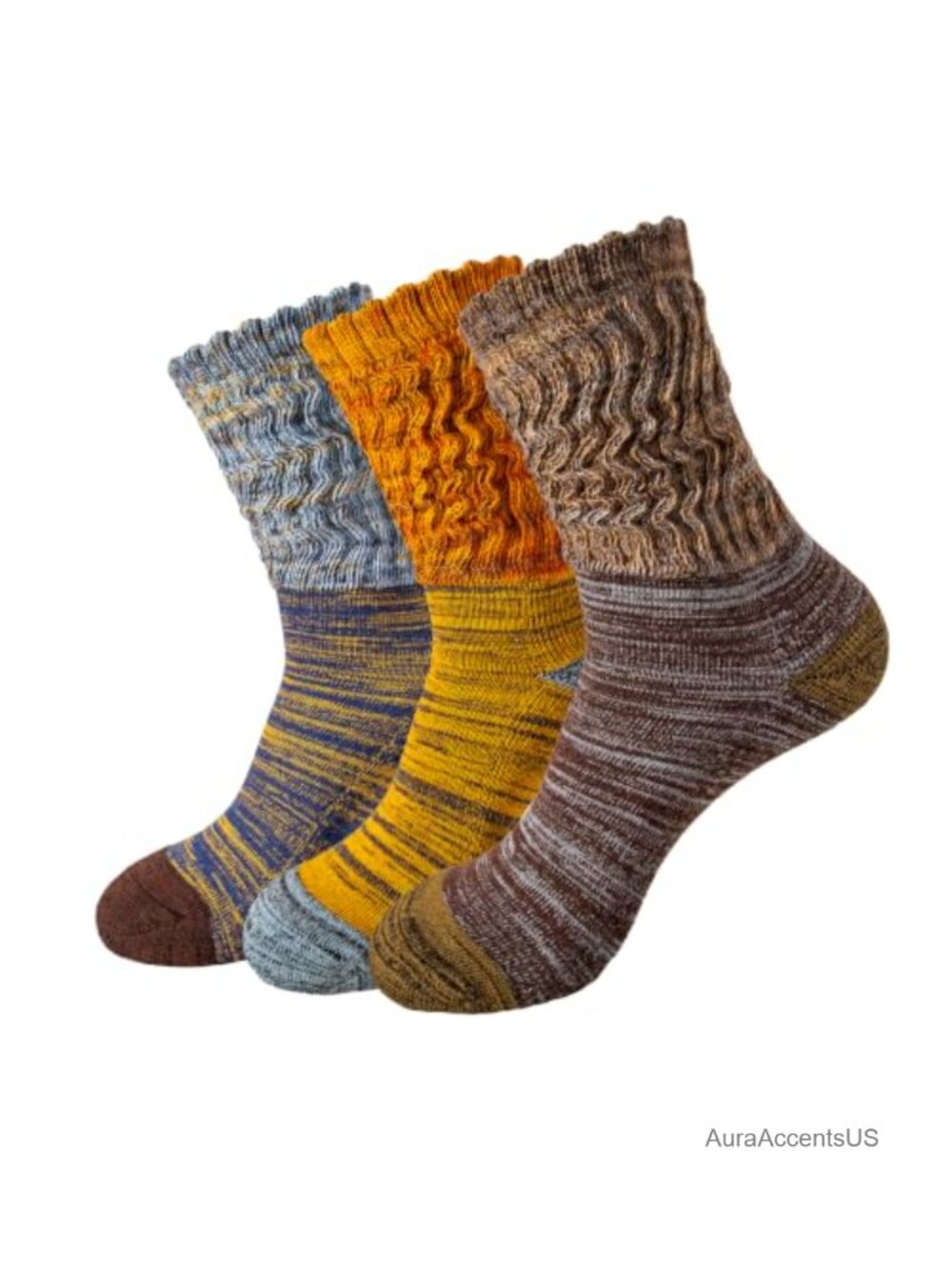 Slouch Socks Cushioned Terry Sole Thick Cotton Scrunch 3 Pairs